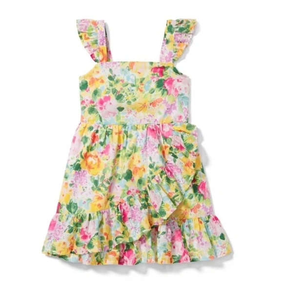 Janie and Jack White Floral Ruffle Dress 12-18M - Picture 1 of 5